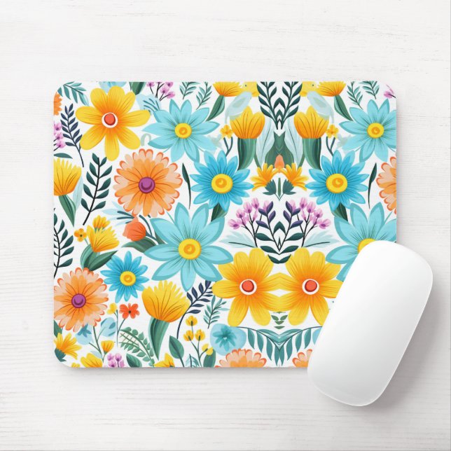 Pretty Feminine Black Floral Pattern Mouse Mat (With Mouse)