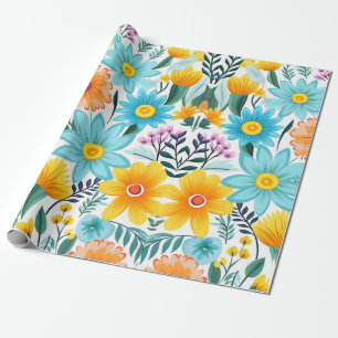Pretty Feminine Black Floral Pattern Wrapping Paper