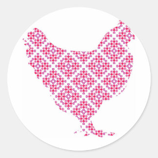 Pretty feminine chicken classic round sticker