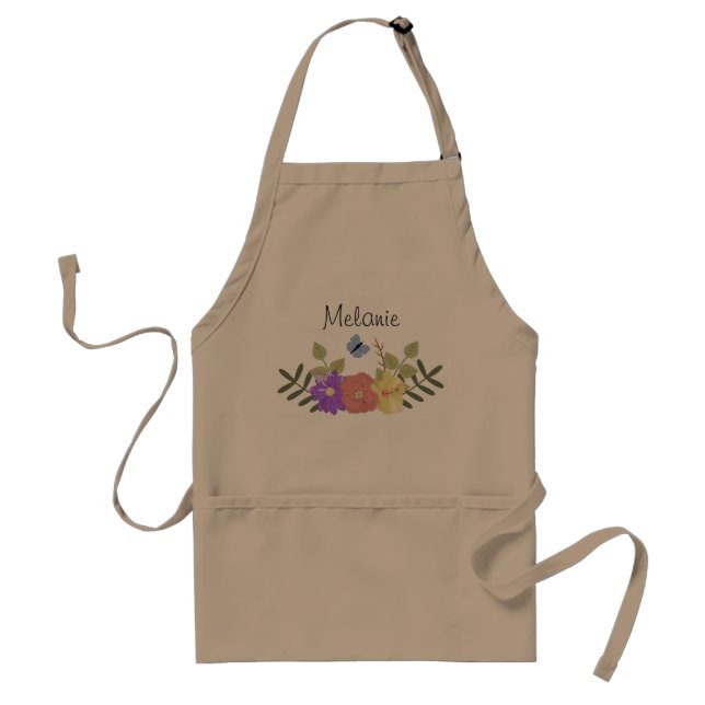 Pretty Feminine Flowers and Butterfly Personalised Standard Apron (Front)