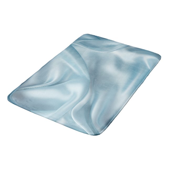Pretty Feminine Light Blue Faux Satin  Bath Mat (Angled)