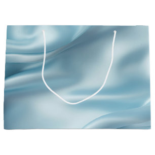 Pretty Feminine Light Blue Faux Satin Large Gift Bag