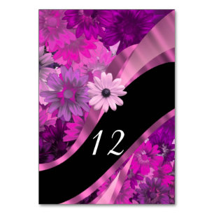 Pretty feminine magenta floral flower pattern table number