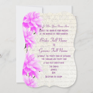 Pretty feminine mauve and pink floral wedding invitation
