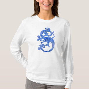 Pretty Feminine Mediaeval Blue Fantasy Dragon T-Shirt