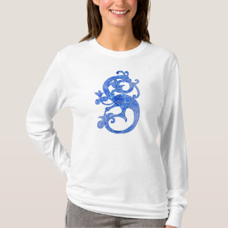 Pretty Feminine Mediaeval Blue Fantasy Dragon T-Shirt