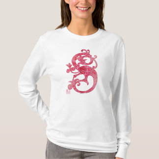 Pretty Feminine Mediaeval Pink Fantasy Dragon T-Shirt