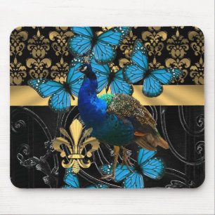 Pretty feminine peacock design mouse mat