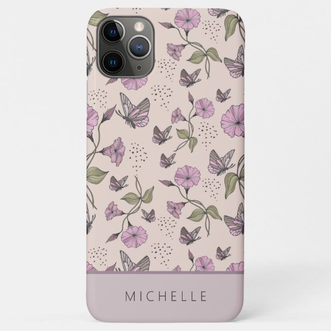 Pretty Feminine Pink Botanical Wild Flowers Floral Case-Mate iPhone Case (Back)
