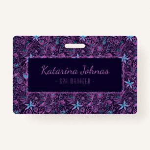Pretty Feminine Tropical Floral Spa Style Mini Bus ID Badge
