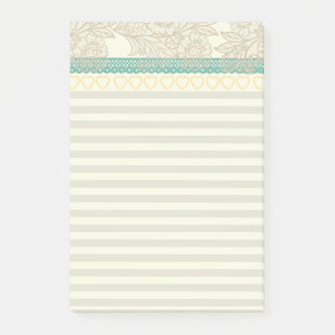 Pretty feminine very pastel lace and stripes Retro Post-it Notes