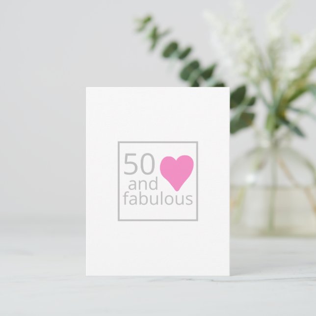 Pretty Fifty and Fab Pink Fiftieth Birthday Postcard (Standing Front)