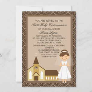 Pretty First Communion Girl By Church Invitation