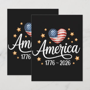 Pretty Flag Heart 1776-2026 July 4th 250th Card