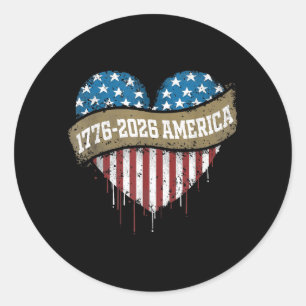 Pretty Flag Heart 1776 2026 July 4th 250th Classic Round Sticker