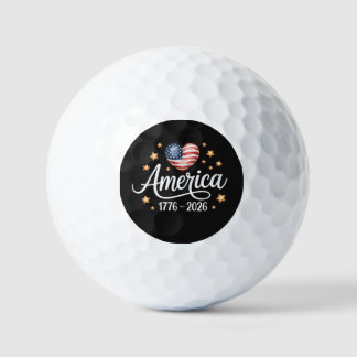 Pretty Flag Heart 1776-2026 July 4th 250th Golf Balls