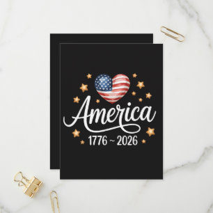 Pretty Flag Heart 1776-2026 July 4th 250th Invitation Postcard