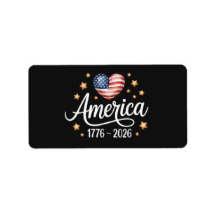 Pretty Flag Heart 1776-2026 July 4th 250th Label