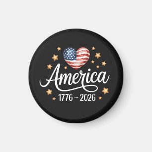 Pretty Flag Heart 1776-2026 July 4th 250th Magnet