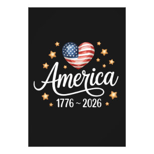 Pretty Flag Heart 1776-2026 July 4th 250th  Photo Print