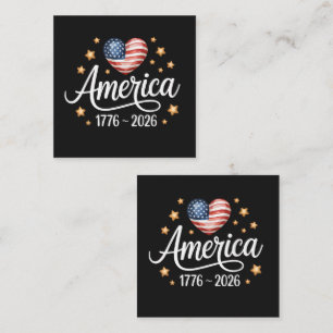 Pretty Flag Heart 1776-2026 July 4th 250th  Square Business Card