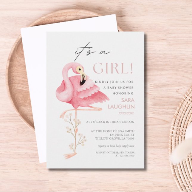 Pretty Flamingo Baby Shower Invitation (Flamingo Baby Shower Invitation)
