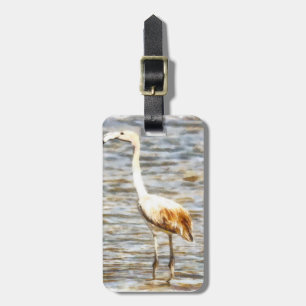 Pretty Flamingo Fledgling Watercolor Luggage Tag