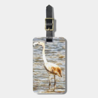 Pretty Flamingo Fledgling Watercolor Luggage Tag
