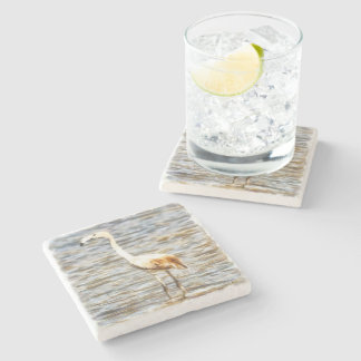 Pretty Flamingo Fledgling Watercolor Stone Coaster