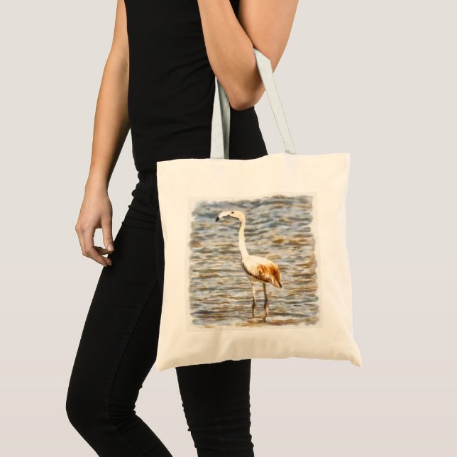 Pretty Flamingo Fledgling Watercolor Tote Bag (Front (Product))