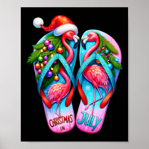 Pretty Flamingo Flip Flops Tropical Summer Christm Poster