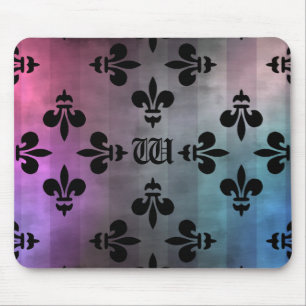Pretty Fleur de lis pattern monogrammed Mouse Mat