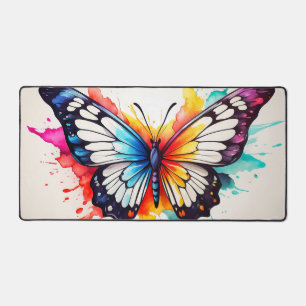 Pretty Floating Butterfly Watercolor Art Desk Mat