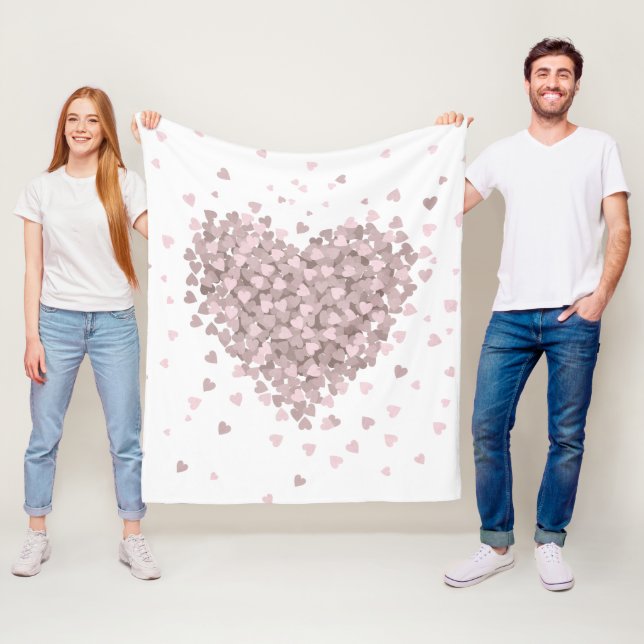 Pretty Floating hearts Valentine Fleece Blanket (In Situ)