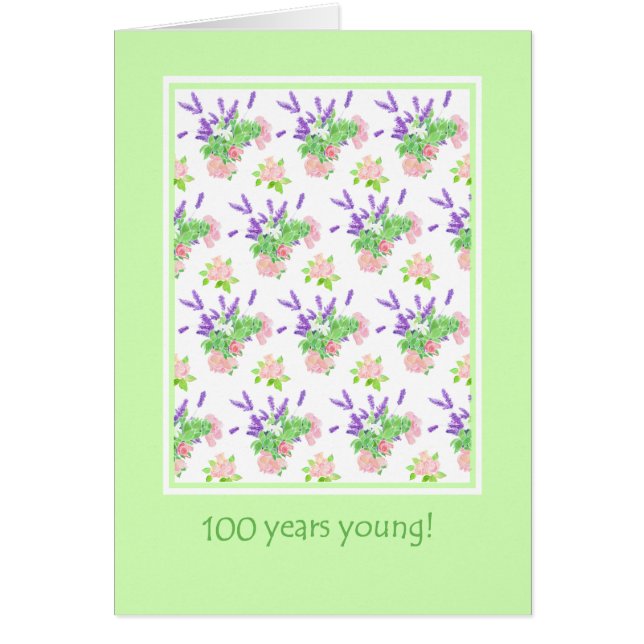 Pretty Floral 100th Birthday Greeting (Front)