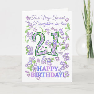 Pretty Floral 21st Birthday Daughter-in-Law Card