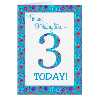 Pretty Floral 3rd Birthday for Goddaughter Blue