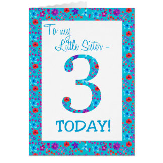 Pretty Floral 3rd Birthday Little+Sister Blue
