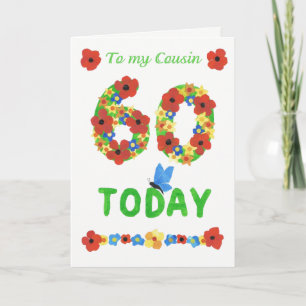 Pretty Floral 60th Birthday, for Cousin Card