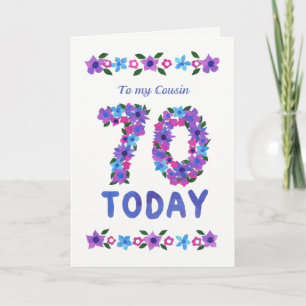 Pretty Floral 70th Birthday, for Cousin Card