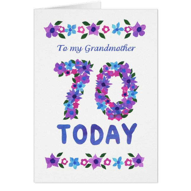 Pretty Floral 70th Birthday, for Grandmother (Front)
