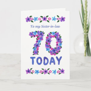 Pretty Floral 70th Birthday, for Sister-in-law Card