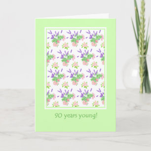 Pretty Floral 90th Birthday Greeting Card