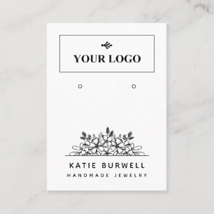 Pretty Floral Add Logo QR Code Earring Display Business Card