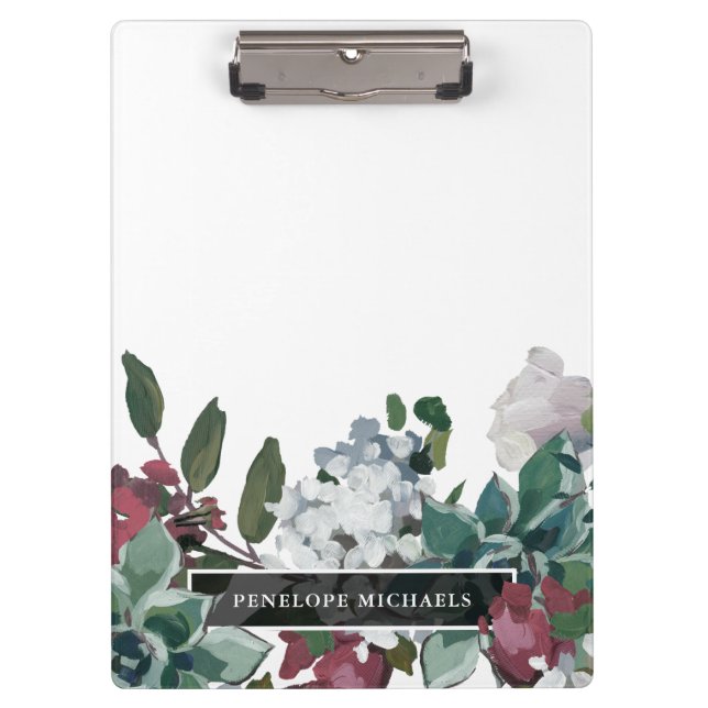 Pretty Floral and Name Clipboard (Front)