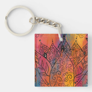 Pretty Floral Art Key Ring
