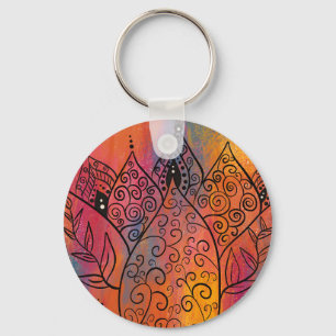 Pretty Floral Art Key Ring