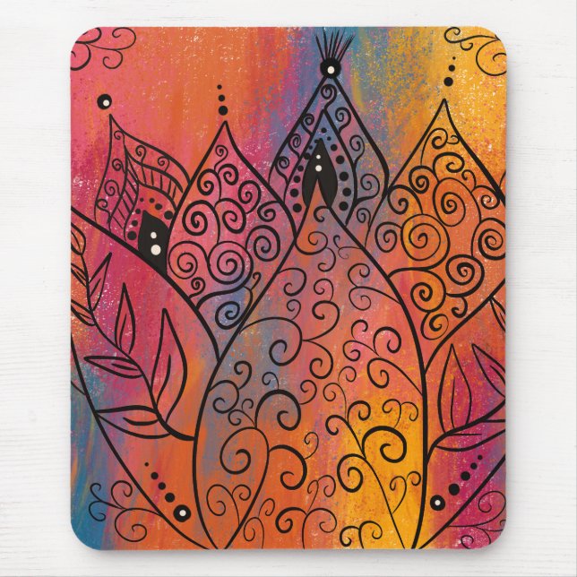 Pretty Floral Art Mouse Mat (Front)