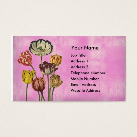 Pretty floral art on pink wash background business card