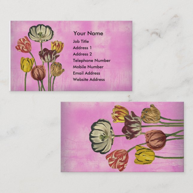 Pretty floral art on pink wash background business card (Front/Back)